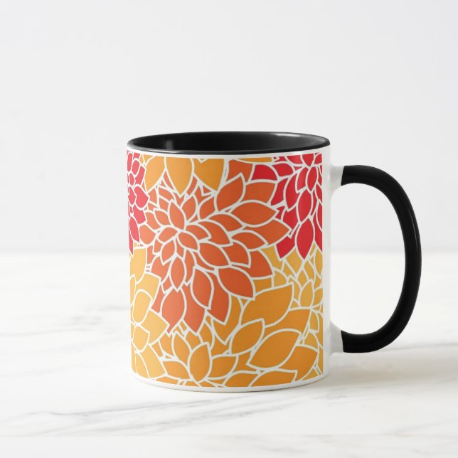 Taza Patrón de flor naranja (Derecha)
