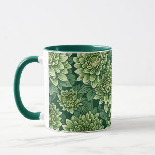 Taza Patrón de flor verde crisantemo
