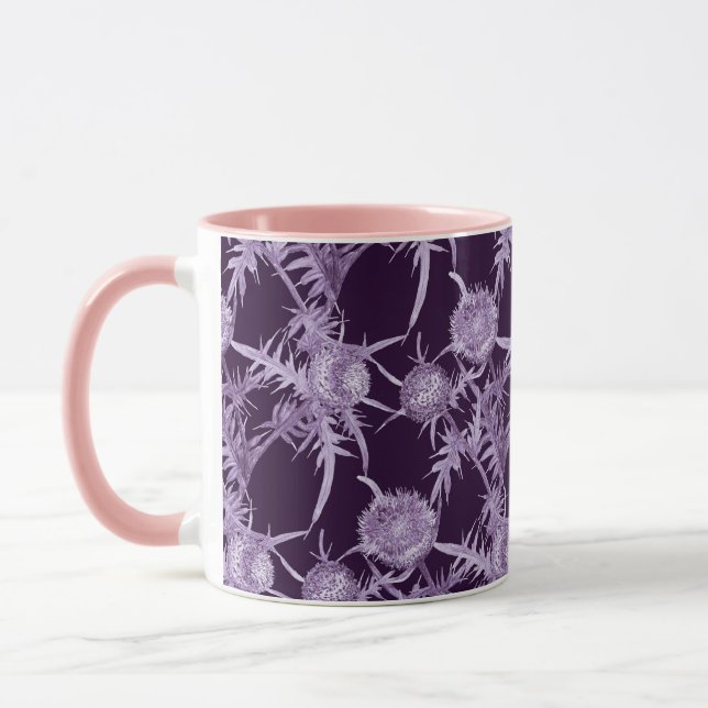 Taza patrón de flor violeta (Izquierda)