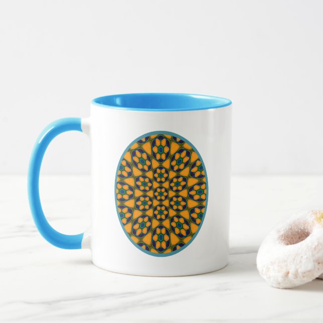 Taza Patrón de flores abstractas únicas (Con donut)