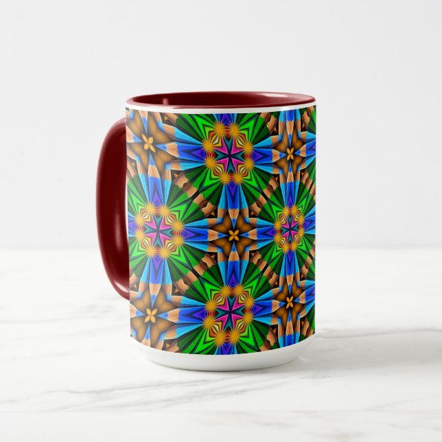 Taza Patrón de flores abstractas únicas (Anverso izquierdo)