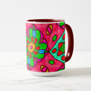 Taza Patrón de flores abstractas únicas