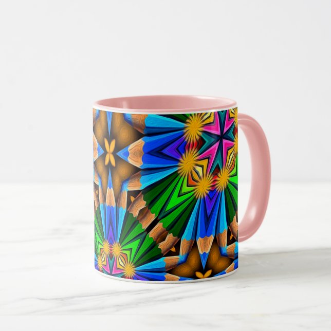 Taza Patrón de flores abstractas únicas (Anverso derecho)