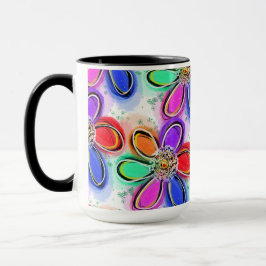 Taza Patrón de flores acuáticas de arte divertido