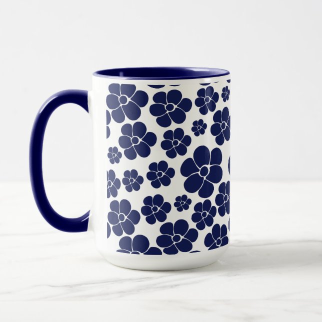 Taza Patrón de flores - Azul y blanco (Izquierda)