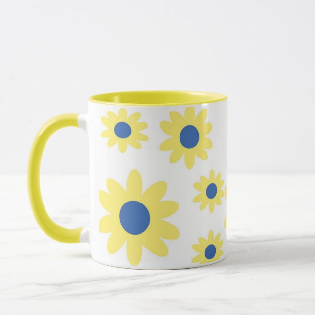 Taza Patrón de flores azules amarillas (Izquierda)