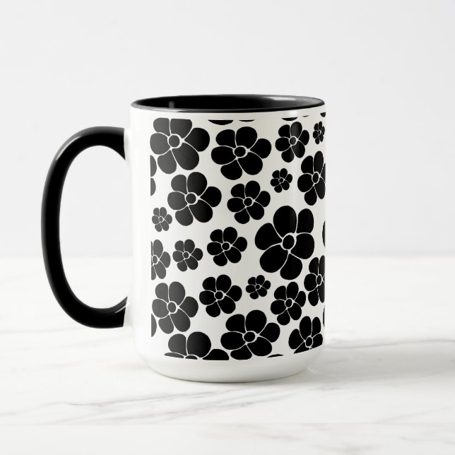 Taza Patrón de flores - Blanco y negro (Izquierda)