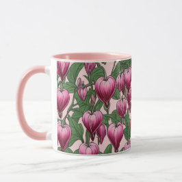 Taza Patrón de flores cardíacas de hemorragia rosa