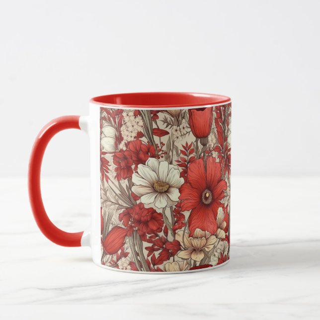 Taza Patrón de flores coloridas (Izquierda)