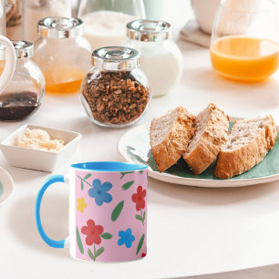 TAZA PATRÓN DE FLORES COLORIDOS ELEGANTES