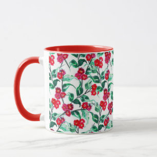 Taza Patrón de flores de color rojo floral-56698