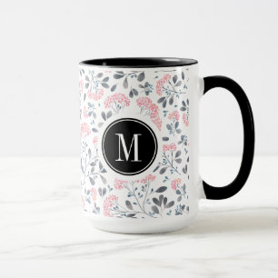 Taza Patrón de flores de color rosa pastel