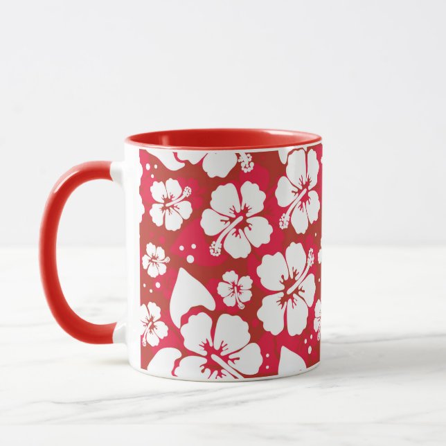 Taza Patrón de flores de Hibiscus (Izquierda)
