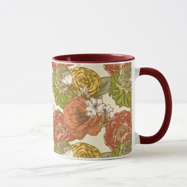 Taza Patrón de flores de jardín (Derecha)