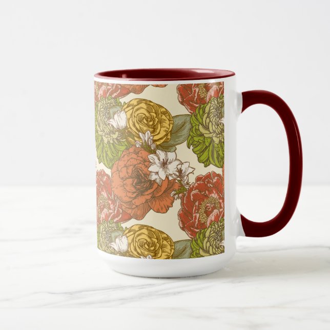 Taza Patrón de flores de jardín (Derecha)