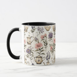 Taza Patrón de flores de jardín de tetera