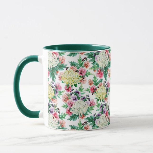 Taza Patrón de flores de verano coloridas (Izquierda)