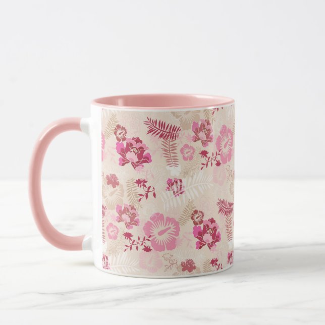 Taza Patrón de flores modernas rosadas lindas (Izquierda)