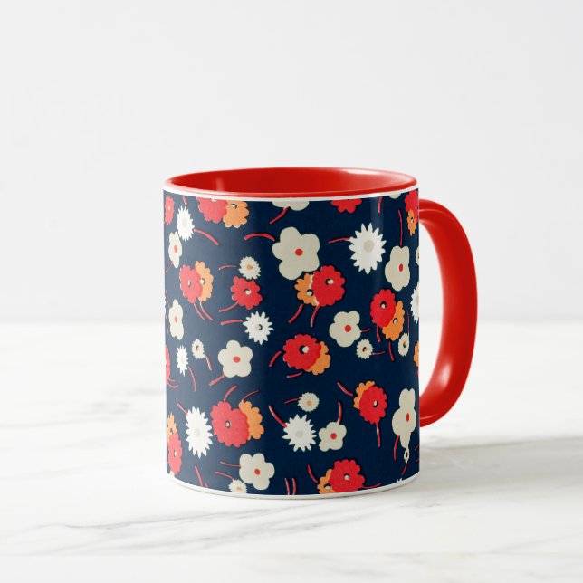 Taza Patrón de flores pequeñas felices (Anverso derecho)