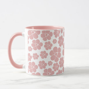 Taza Patrón de flores - Rosa y Blanco 