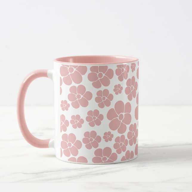 Taza Patrón de flores - Rosa y Blanco  (Izquierda)