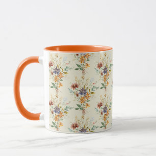 Taza Patrón de flores silvestres de otoño