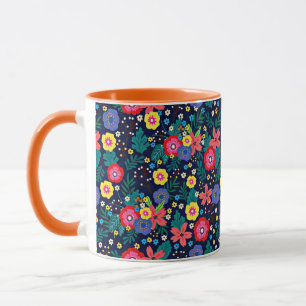 Taza Patrón De Flores Y Hojas Decorativas-48675