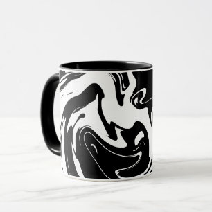 Taza Patrón de fluido abstracto en blanco y negro