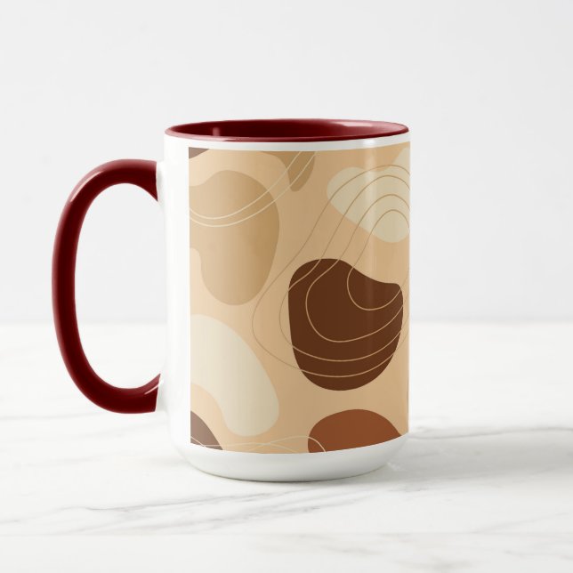 Taza Patrón de formas orgánicas marrón y beige (Izquierda)