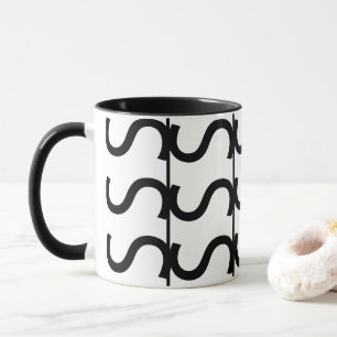 Taza Patrón de franja ondulada en blanco y negro