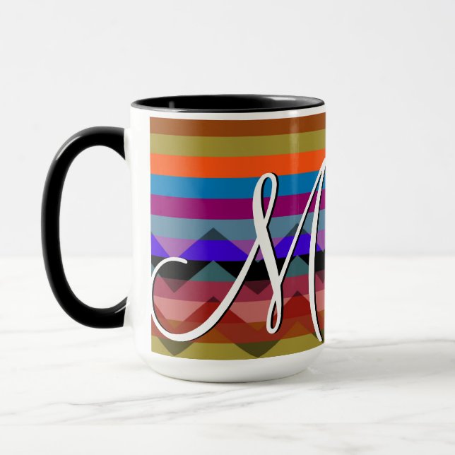 Taza Patrón de franjas de cheurón coloridas #2 (Izquierda)