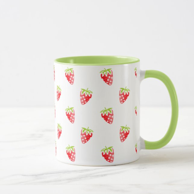 Taza Patrón de fresa acuarela (Derecha)
