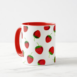 Taza Patrón de fresa de maderas rojas