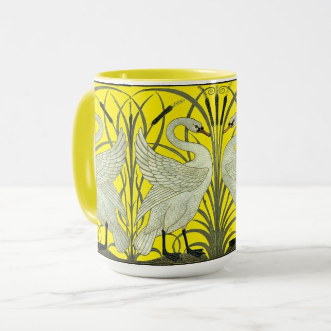 Taza Patrón de frisa de cisnes de Art Nouveau de Walter (Anverso izquierdo)