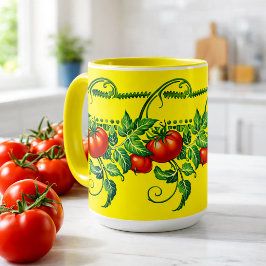Taza Patrón de friso de tomates de jardín Art Nouveau r
