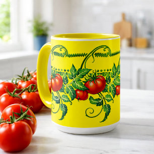 Taza Patrón de friso de tomates de jardín Art Nouveau r