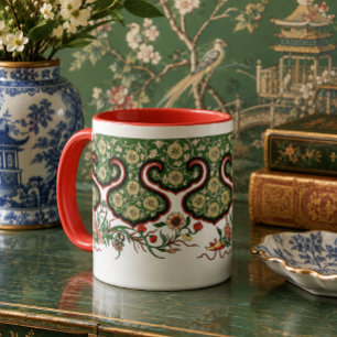 Taza Patrón de friso floral oriental vintage chino
