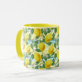 Taza Patrón de fruta de limón de verano tropical de cad