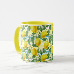 Taza Patrón de fruta de limón de verano tropical de cad