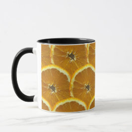 Taza patrón de fruta fresca en rodajas de naranja