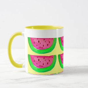 Taza Patrón de fruta jugosa de sandía rosa sobre limón