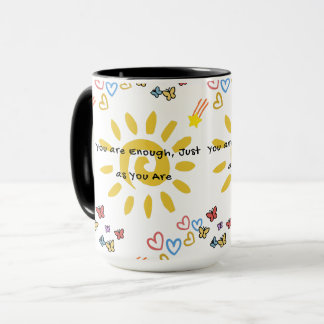 Taza Patrón de garabatos de sol y mariposas inspirador