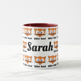 Taza Patrón de gato de bigote personalizado personaliza