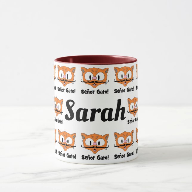Taza Patrón de gato de bigote personalizado personaliza (Centro)
