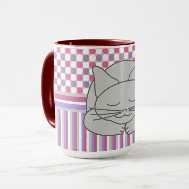 Taza Patrón de gato gris durmiente (Anverso izquierdo)