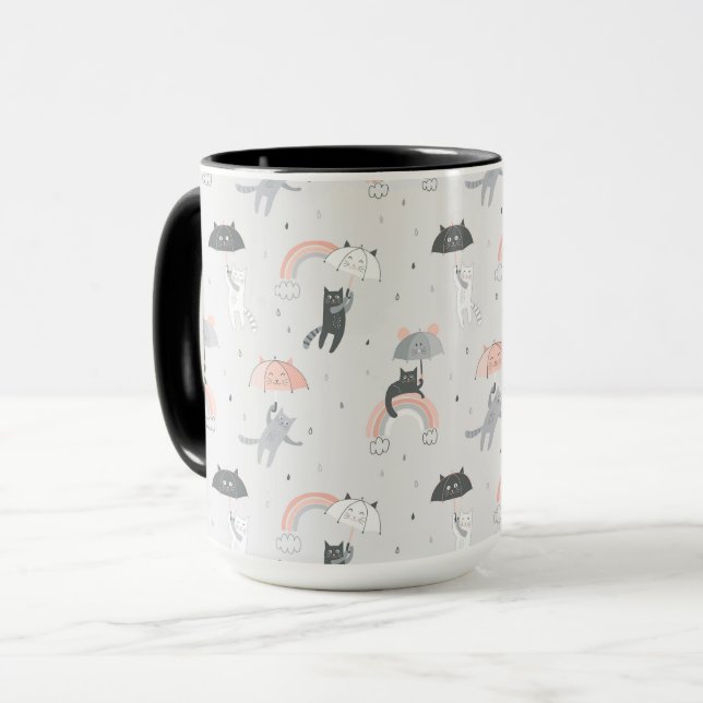 Taza Patrón de gatos con lluvia corta (Anverso izquierdo)