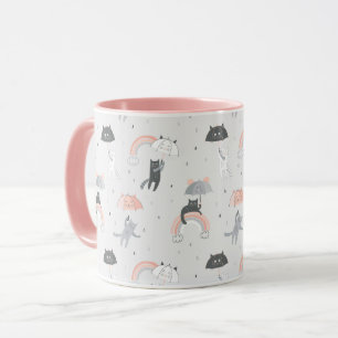 Taza Patrón de gatos con lluvia corta