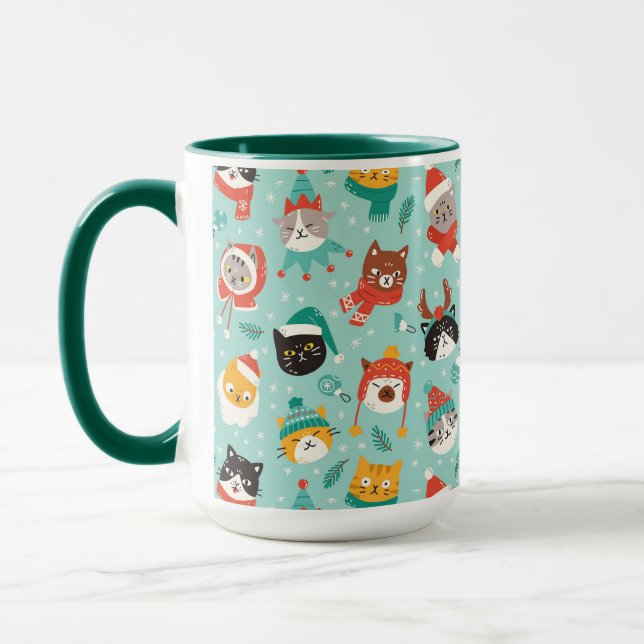 Taza Patrón de gatos navidades en sudores de vacaciones (Izquierda)
