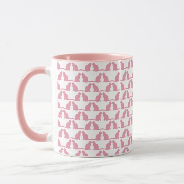 Taza Patrón de gatos rosados regalo curado (Izquierda)