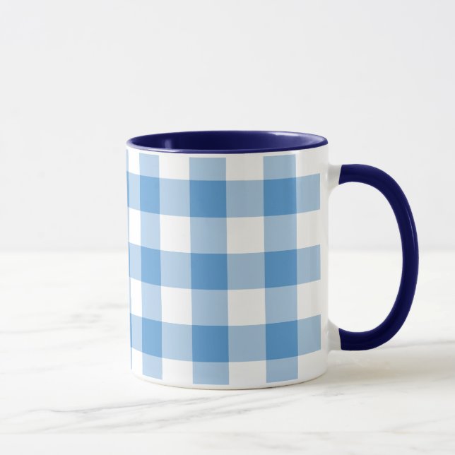 Taza Patrón de Gingham blanco y azul claro (Derecha)